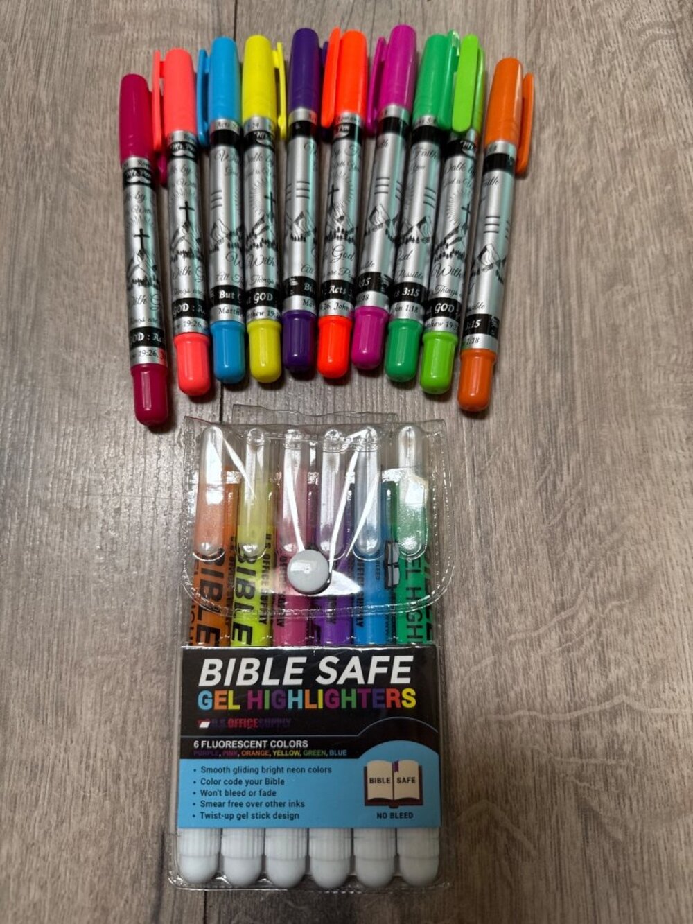 16 Bible Safe Gel Highlighters & Inspirational Scripture Pens Set Neon Colors No
